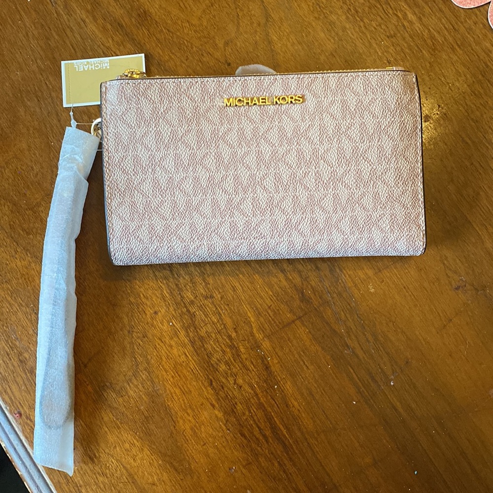 Michael Kors Lg Double Zip Wristlet Ballet Pink